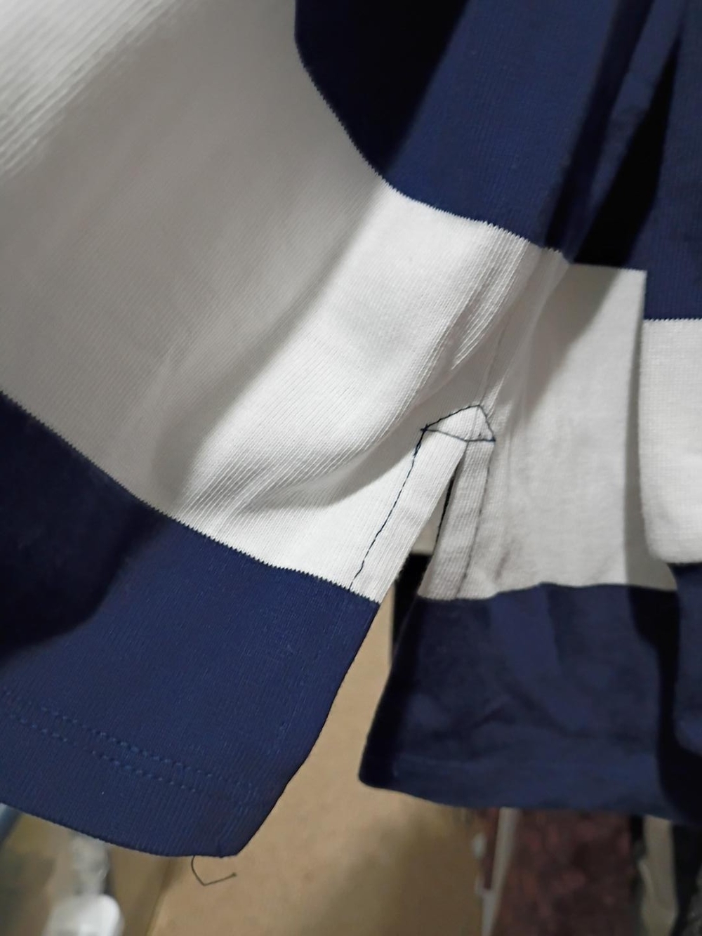 Lands' End Navy and White Striped Rugby Shirt - SIZE Medium NWT - Picture 3 of 7